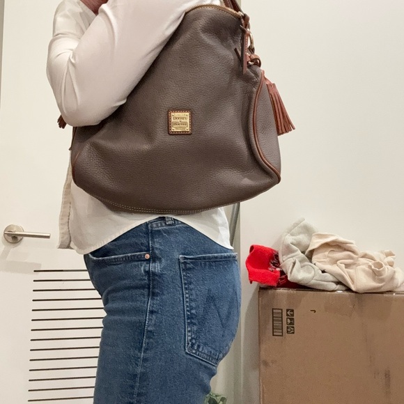 Dooney & Bourke Taupe Leather Hobo Bag - Picture 2 of 8